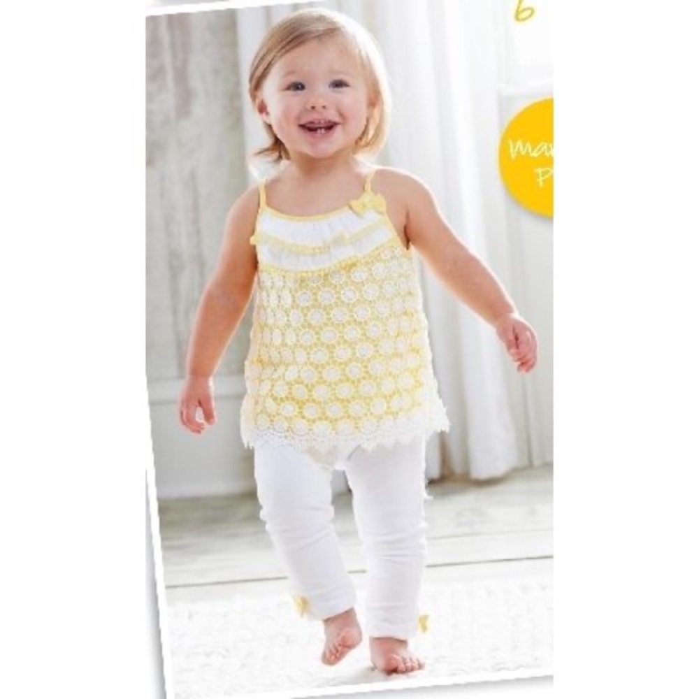 MUDPIE yellow Crochet tunic Legging set 12-18 mos - Picture 8 of 8
